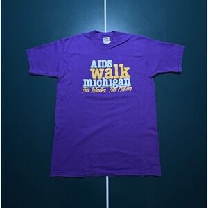 Vintage AIDS Walk For Life‎ Michigan T Shirt Men's Large 90s Ten Walks 10 Cities